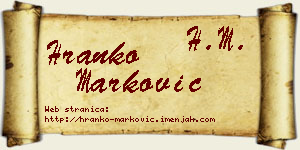 Hranko Marković vizit kartica